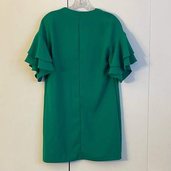 Zara Women’s Green Mini Dress with Ruffle Sleeves - Picture 7 of 11